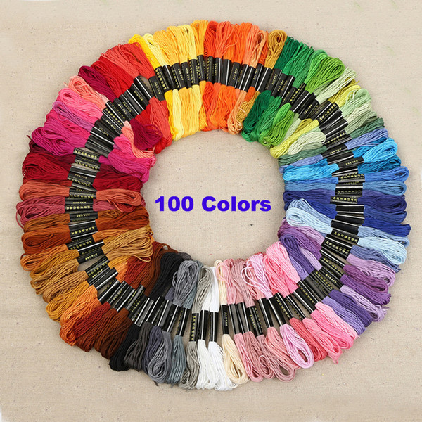 100 Colors Embroidery Thread Hand Cross Stitch Floss Sewing Skeins Craft DIY Handmade Accessories