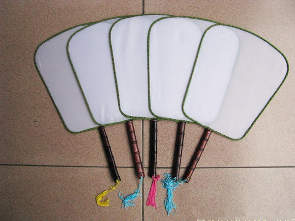 Square White Silk Fan Traditional Craft Handle Round DIY Child Students Fine Art Programs Painting Hand Fans Chinese style 10pcs/lot