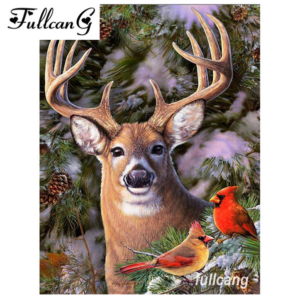 FULLCANG diy diamond embroidery deer and birds 5d diamond painting cross stitch full square drill mosaic needlework kits D614