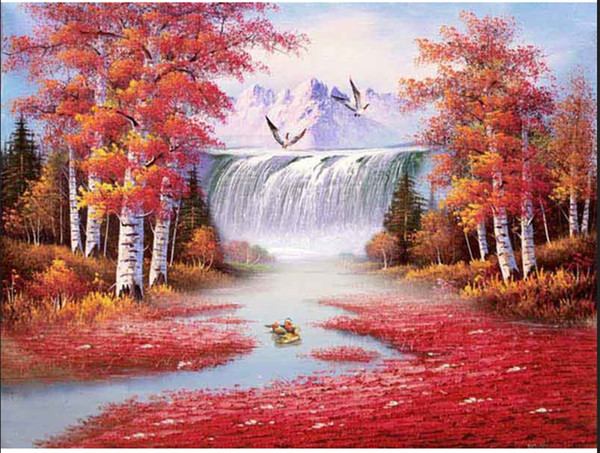 DIY 5d Diamond Painting Full circular Diamond Fenglin waterfall Embroidery Cross Stitch Rhinestone Mosaic Painting Decor