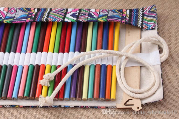 National Embroidery Pencils Pouch Bag 72Holes Roll Brush Case cartucheras para lapices Gift Bag Art Supplies