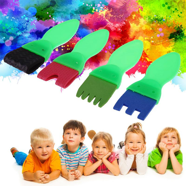 4pcs/set Kids Drawing Toys Sponge Brush Children DIY Painting Graffiti Tools Doodle Art Supplies Baby Early Educational Toy Gift AMI-372