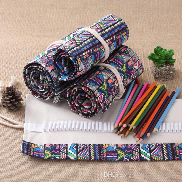 National Embroidery Pencils Pouch Bag 72Holes Roll Brush Case cartucheras para lapices Gift Bag Art Supplies