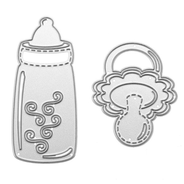 2Pcs Baby Bottle Nipple Metal Cutting Dies Stencils for DIY Scrapbooking Card Making Craft Dies Baby Shower Decoration