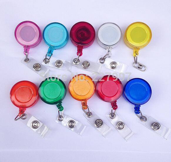 500pcs/lot random color Plastic Reels Retractable for ID Card Badge Holder YOYO Solid Free shipping 20180920#