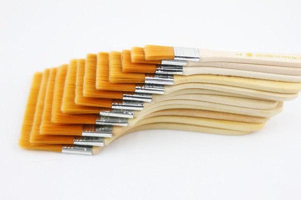 12pcs/Set High quality nylon Mao Banshua oil painting brush, BBQ brush for painting art Easy To Clean wooden cleaning brushes