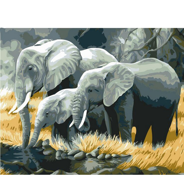 Abstract Elephant New Frameless Pictures Painting By Numbers DIY Digital Oil Painting On Canvas Home Decor Wall Art v49