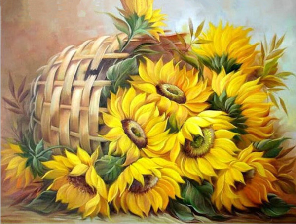 Full circular Diamond Sunflower basket 5D DIY Diamond Painting Embroidery Cross Stitch Rhinestone Mosaic Painting Home Decor