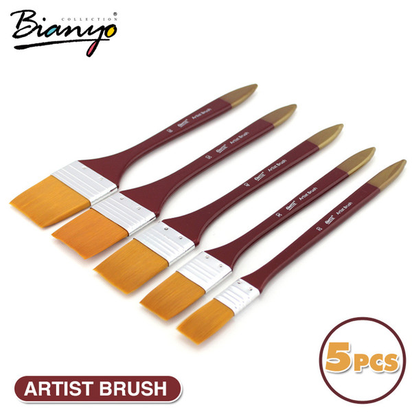 Bianyo 5pcs Paint Brushes Acrylic Diy Graffiti Brush Set For Artist Oil Scrubbing Brush School Drawing Paint Stationery Supplies Nylon