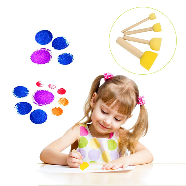 Drawing Toys 4Pcs Sponge Brush Sets DIY Early Education Kindergarten Graffiti Kit Painting Brush for Children Boy Girls AMI-275