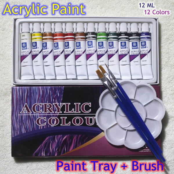 High Quality Acrylic Paints Tube Set Nail Art Painting Drawing Tool For The Artists 12ml 12 Colors Free For Brush And Paint Tray