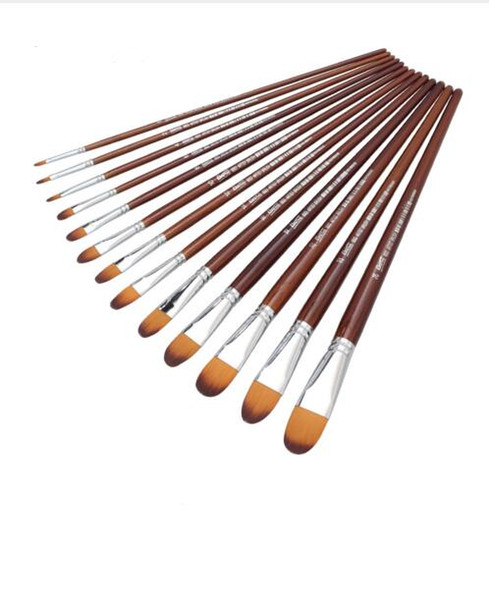 13Pcs Artist Filbert Nylon Hair Acrylic Painting Brush Set For School Children Drawing Tool Watercolor Brush Art Supplies free shipping 2018