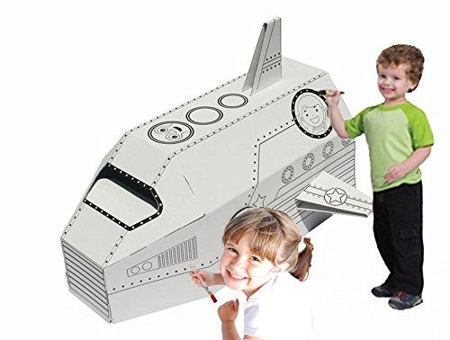 DIY Spacecraft Children Paper House Kid Hand Painted Graffiti Foldable Cardboard Play House Toys Gifts