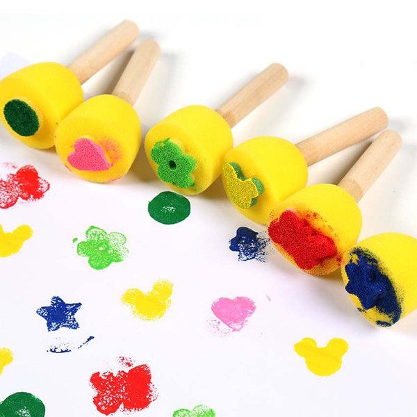 mix wholesale 6Pcs Kids Painting Rolling Roller Sponge Brushes Seals Set Painting Drawing Free Shipping Graffiti Tools Art Supplies AQI-667