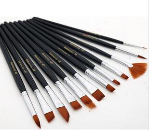 12Pcs Paint Brushes Set Nylon Hair Painting Brush Variety Style Short Rod Oil Acrylic Brush Watercolor Pen Art Supplies