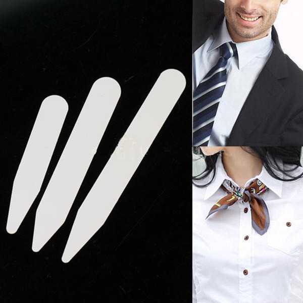 200pcs/lot Plastic White Collar Stays Stiffeners Bones for Mens Dress Formal Shirt Gift 3 Sizes 2.5