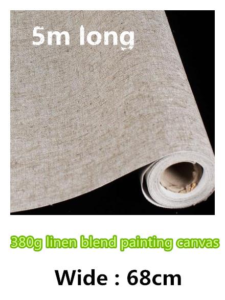 triple acid-free primed smooth texture 380gsm linen blend canvas roll, 68cm wide, artist quality