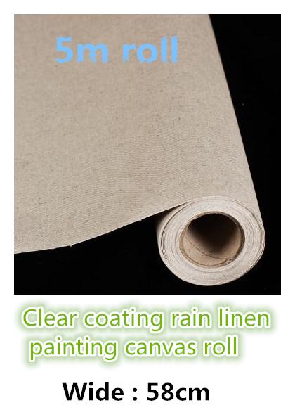 300gsm width 0.58m pure rain linen canvas roll with clear coating