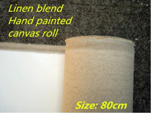 Fine texture 400gsm linen blend canvas roll, triple acid-free primed, 80cm wide, artist quality