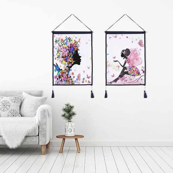 Decor Wall Scroll Hanging Tapestry butterfly girl Hanging Painting,Sofa Background Hanging Cloth,Corridor,Porch,Electric Meter Box