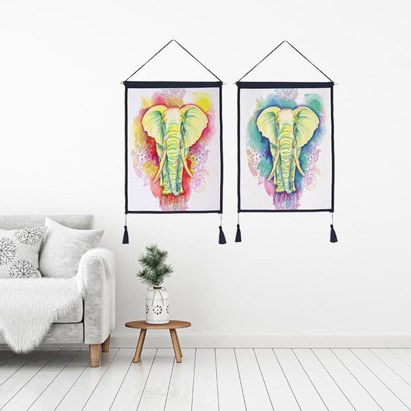 Decor Wall Scroll Hanging Tapestry Cartoon Elephant Hanging Painting,Sofa Background Hanging Cloth,Corridor,Porch,Electric Meter Box