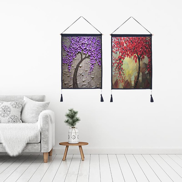 Decor Wall Scroll Hanging Tapestry Fashion Oil Tree Hanging Painting,Sofa Background Hanging Cloth,Corridor,Porch,Electric Meter Box