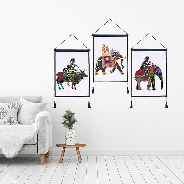 Decor Wall Scroll Hanging Tapestry Southeast Asia Elephant Hanging Painting,Sofa Background Hanging Cloth,Corridor,Porch,Electric Meter Box