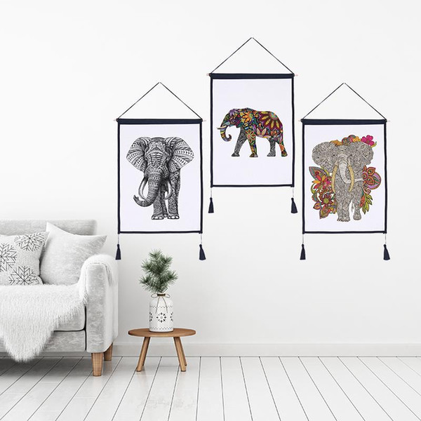 Decor Wall Scroll Hanging Tapestry Boho Elephant Hanging Painting,Sofa Background Hanging Cloth,Corridor,Porch,Electric Meter Box