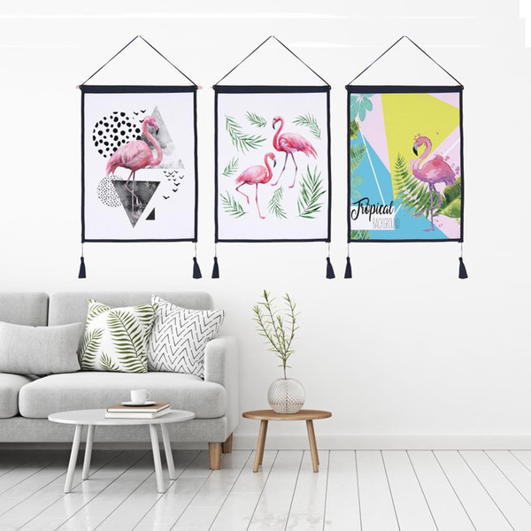 Decor Wall Scroll Hanging Tapestry Fashion Flamingo Hanging Painting,Sofa Background Hanging Cloth,Corridor,Porch,Electric Meter Box