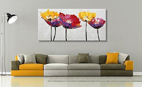 Oil Painting on Canvas Hand Painted Abstract Flower Canvas Wall Art Contemporary Artwork Colorful Floral Decor for Living Room No Frame