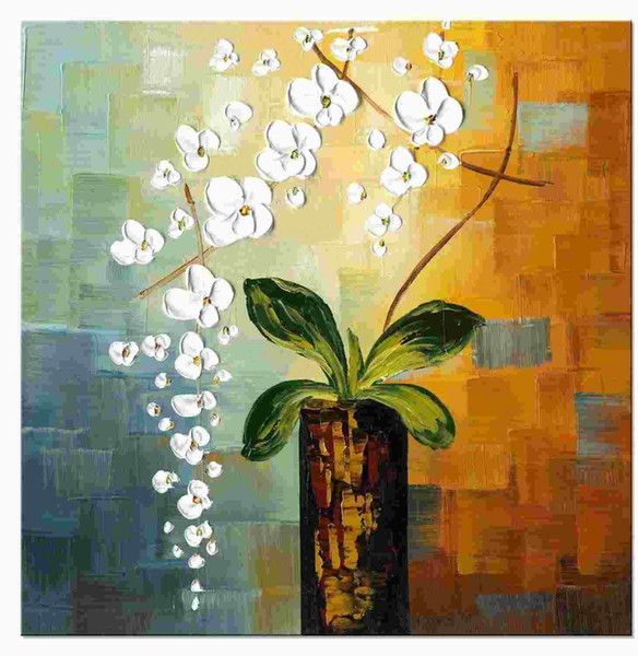 Beauty of Life 100% Hand-painted Modern Canvas Wall Art Floral Oil Paintings on Canvas 32 by 32 inch