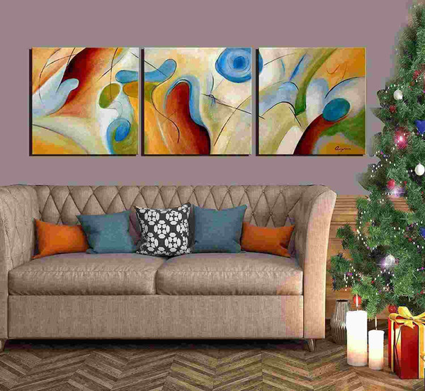 3pcs/set 100% Hand Painted Abstract Oil Painting on Canvas 