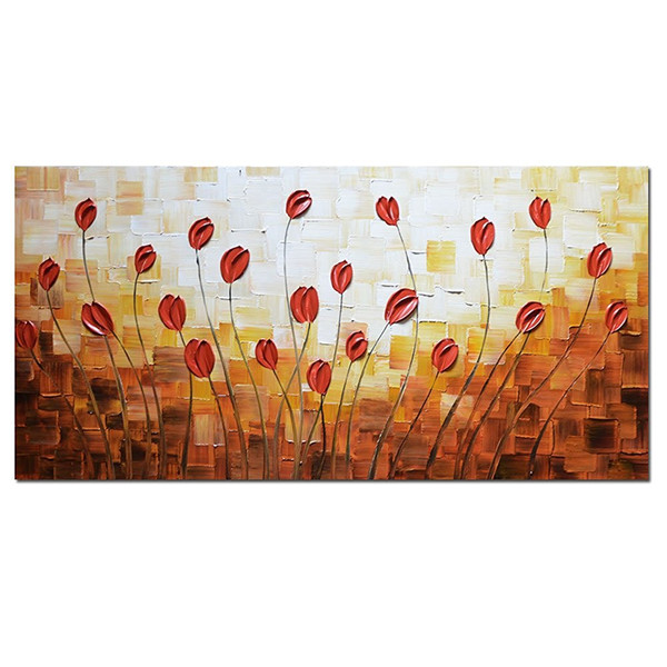 Oil Paintings on Canvas Budding Flowers 100% Hand-Painted On Canvas Abstract Artwork Floral Art Decorative Home Decor