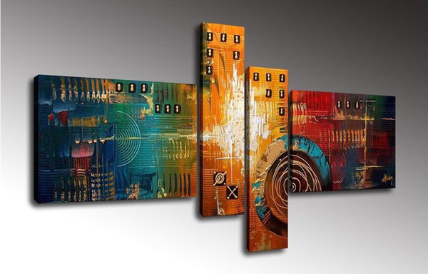 Unframed Hand Painted Oil Paintings Building 4 pcs/set on Canvas Wall Art for Living Room Bedroom Home Decorations