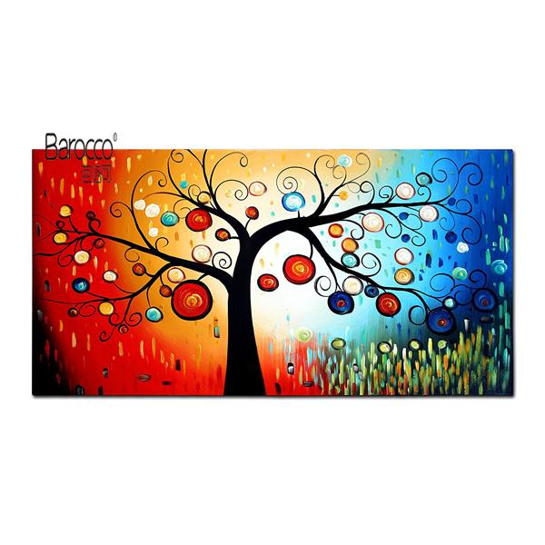 100% Hand Painted Oil Painting Abstract Colorful Tree Modern Fashion Wall Art Decoration Home Living Room