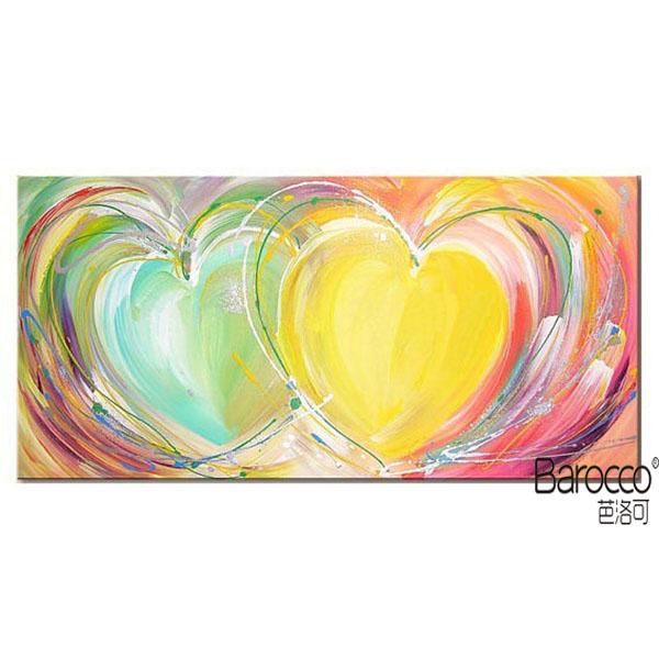 Modern Abstract Colorful Heart 100% Hand Painted Oil Painting on thick Canvas Fashion Home Decoration Wall Art Paintings