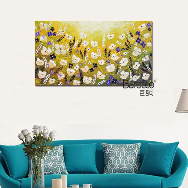 Hand Painted Palette Knife Textured Little Flowers Oil Painting on Canvas Modern Simple Style Wall Decora Home Living Room