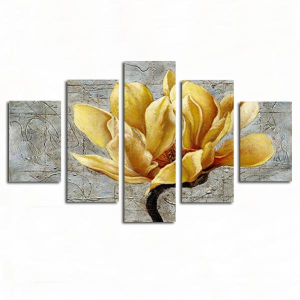 5 Pieces modern fashion HD print paintings Luxurious gold flower oil painting on canvas home wall art decorations