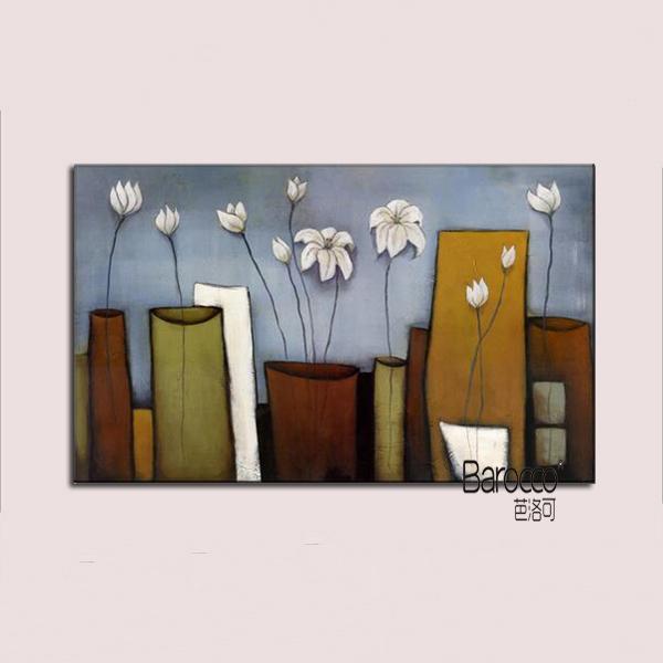 White Flowers in the Vase 100% Hand Painted Still Life Oil Painting Modern Home Wall Decoration