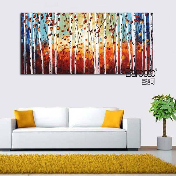 Birch Forest Abstract Painting Hand Painted Landscape Oil Painting Modern Fashion Wall Art Decora Home Living Room