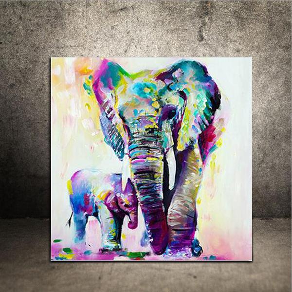 HD Printed Animal Painting Abstract Elephant Oil Painting Wall Art Picture Modern Fashion Home Decoration Wholesale