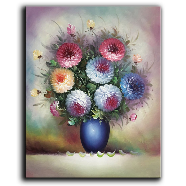 100% Hand-painted Oil Painting on Canvas Beautiful Colorful Blooming Flowers Paintings Modern Home Decor Art