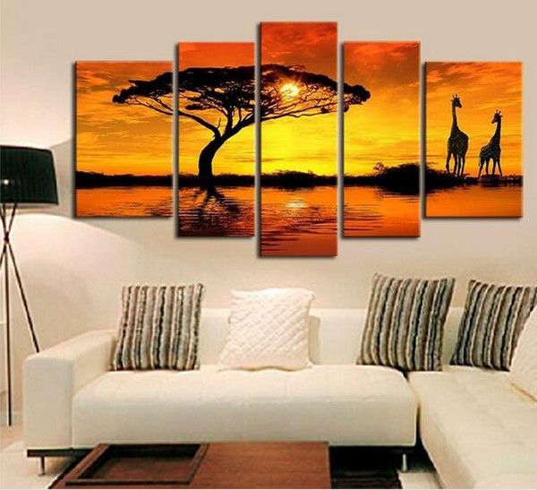 Free Shipping Sunset Landscape 100% Handmade Modern Abstract Oil Painting On Canvas Wall Art Home decoration