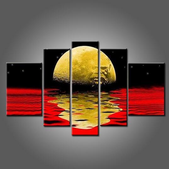 Dark Mainly Colors Abstract Black And Red Oil Painting Abstract Moon Oil Painting On Canvas For Living Room Wall Decoration