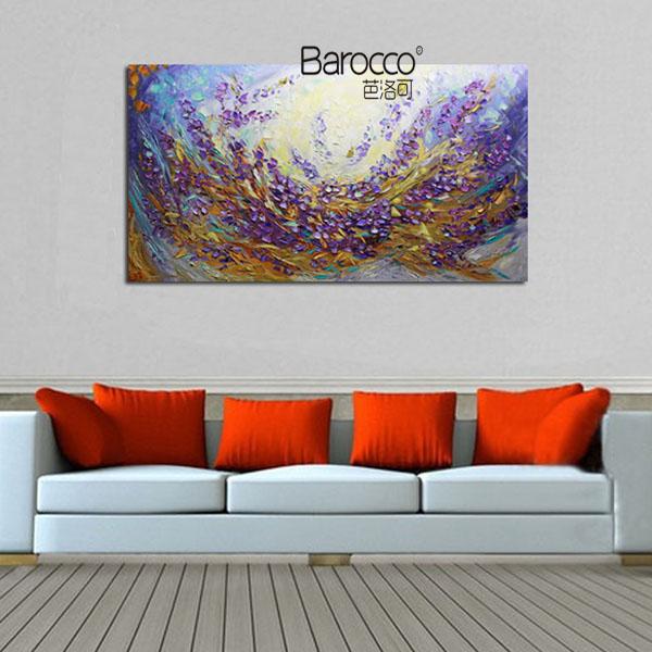 100% Hand Painted Oil Painting on Canvas Purple Flowers Modern Abstract Paintings Wall Art Decoration for home or office