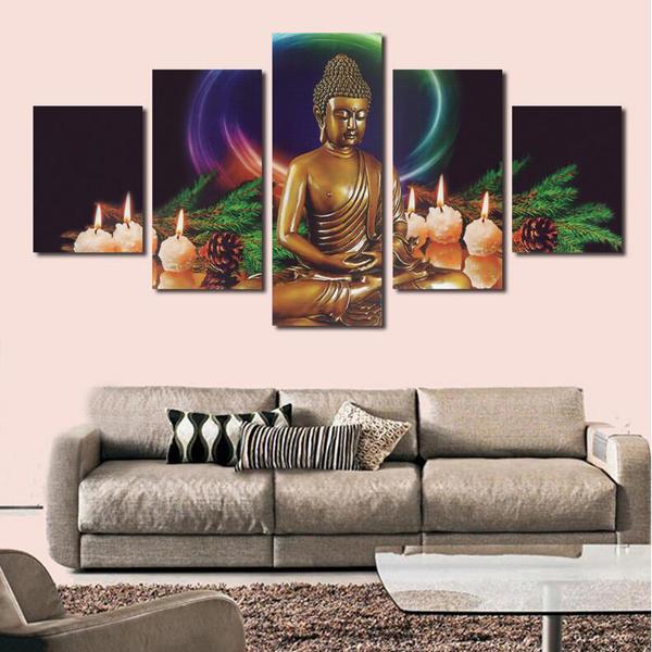 5 Pieces colorful buddha abstract painting HD print figures painting modern wall art pictures home decoration gift