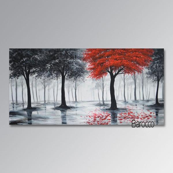 100% Hand Painted Landscape Tree Abstract Oil Painting on Canvas Forest Modern Home Wall Art Decoration