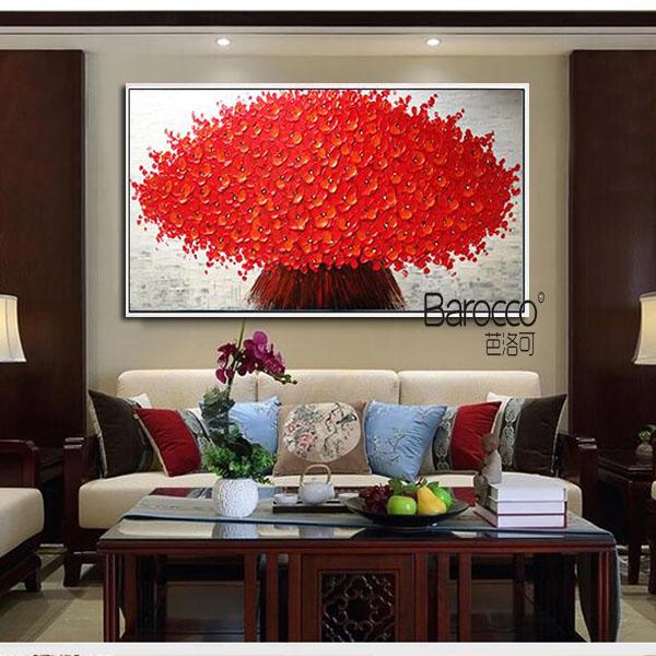 Nice Red Flowers Painting 100% Hand Painted Oil Painting on Canvas Modern Fashion Home Wall Art Decoration Gift