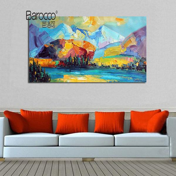 100% Hand Painted Palette Kinfe Landscape Canvas Oil Painting Village Scenery Abstract Painting Modern Home Wall Decoration