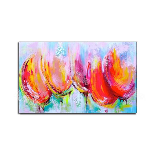 Modern abstract colorful flowers hand painted scenery oil painting on canvas fashion home wall art decoration painting